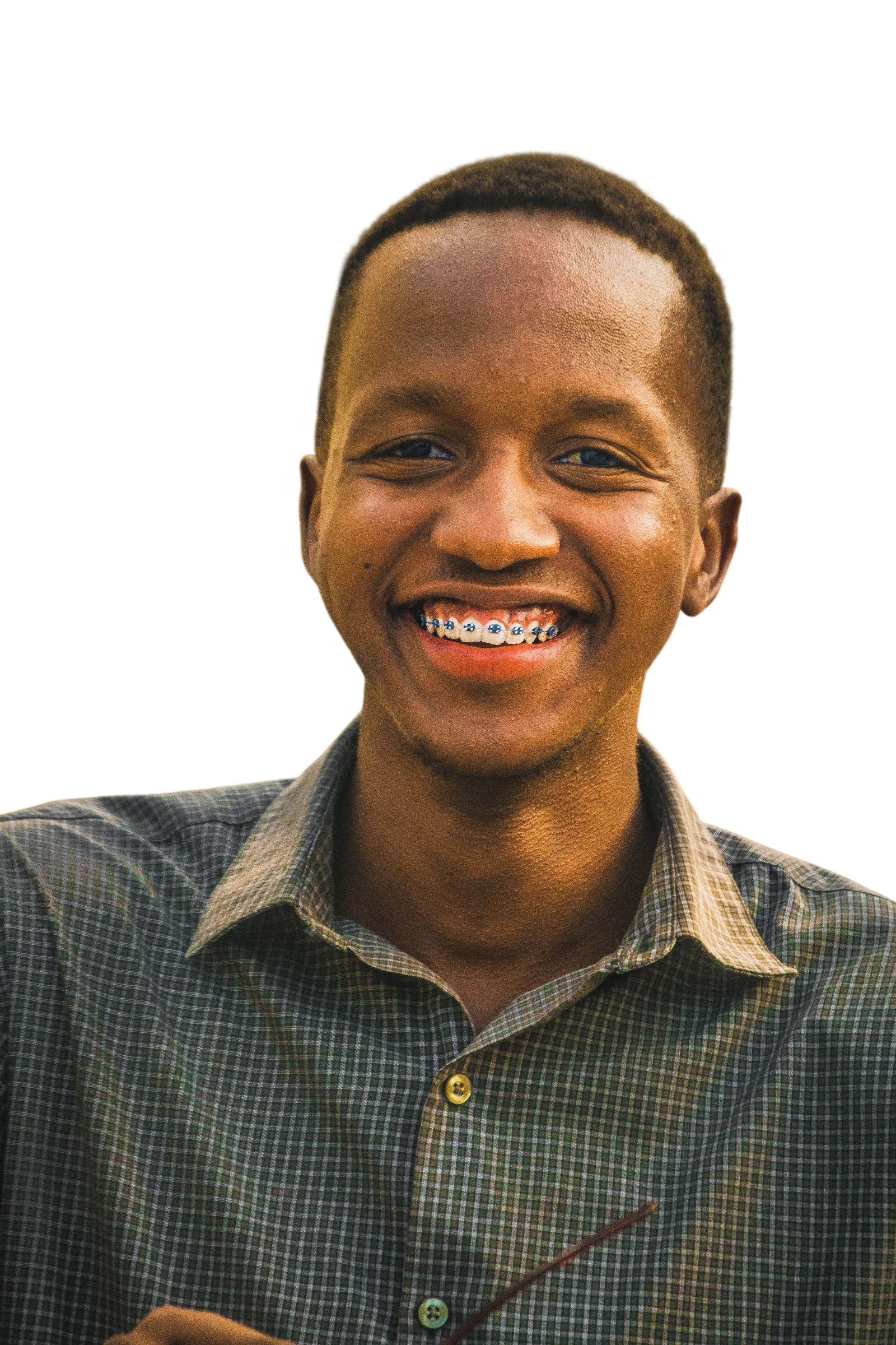 Dentist matching a patient's tooth shade at Dr KL Modiba Dental Studio
