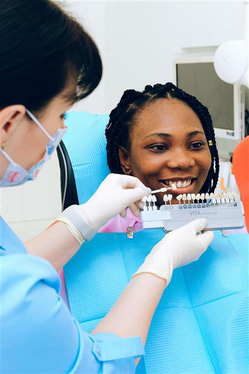 Shade matching for veneers at Dr KL Modiba Dental Studio